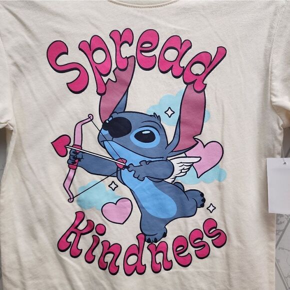 Nwt Valentine's Day Disney Lilo and Stitch Girls Premium T shirt - Picture 2 of 4